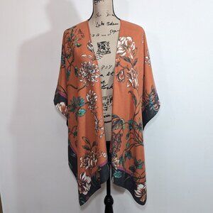 NWT Chico's Ruana Wrap Autumn Floral Romance Covering Ambercup Orange OS